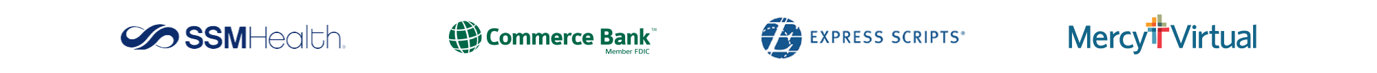 Client Logos- SSM Health, Commerce Bank, Express Scripts, Mercy Virtual