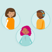 A diverse group of individuals, each with unique hair colors, forming circles.